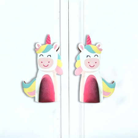 Handcrafted Acacia Wood Unicorn Fabric Handle Pair